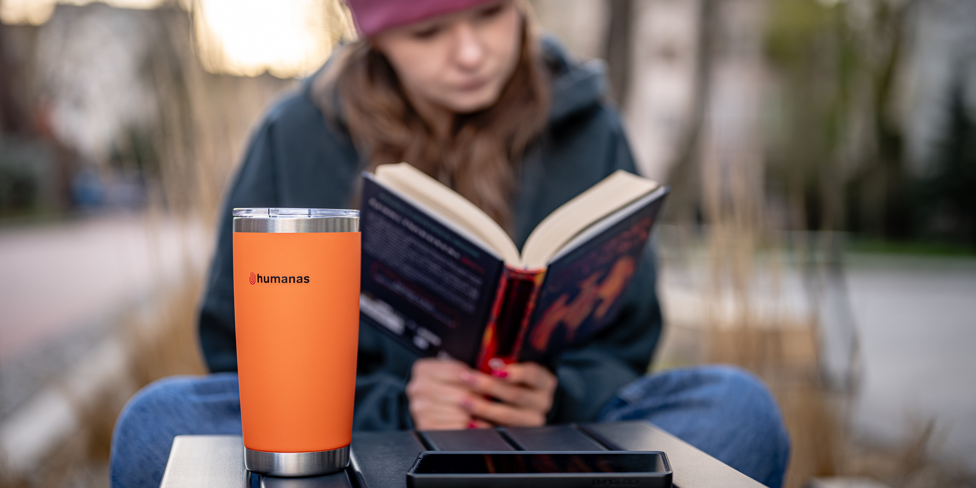 Kubek termiczny Humanas Fluo 600 ml - pomarańczowy